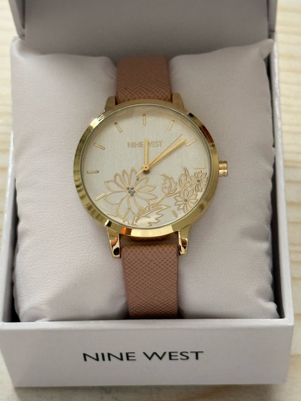 Nine West Women’s Watch Pink and Gold Florals Pink Strap NW2884